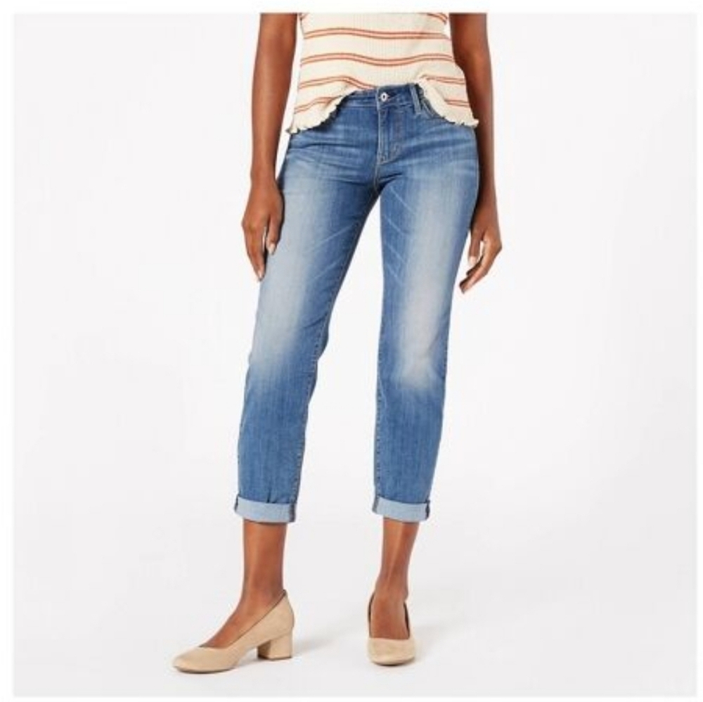 Modern slim mid rise cuffed jeans